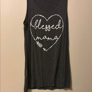 Gray 'Blessed Mama' Tank Top